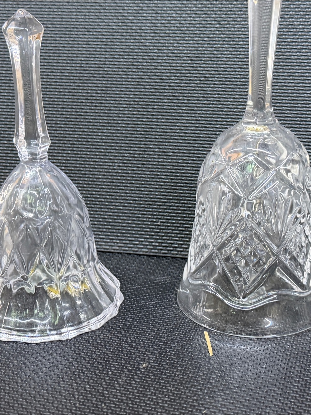 Set of 2- Clear Pressed Glass Dinner Bell - Elegant Serveware (Clear)